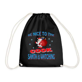 SANTA COOK - Drawstring Bag - black - Front