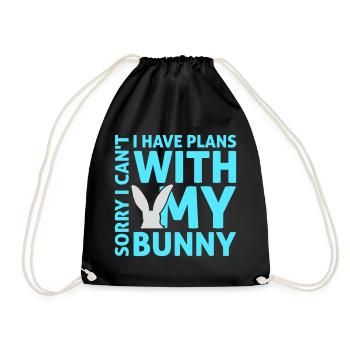 Sorry I Can't I Have Plans With My Bunny Hase Logo - Turnbeutel - Schwarz - Vorne
