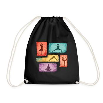 Yoga silhouettes in color blocks - Drawstring Bag - black - Front