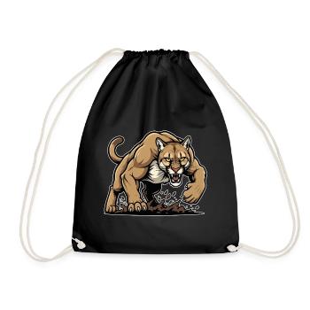 Cougar Mountain Lion Wild Mascot - Drawstring Bag - black - Front