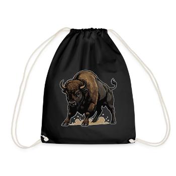 Wild Bison Charge Maskottchen Buffalo - Turnbeutel - Schwarz - Vorne