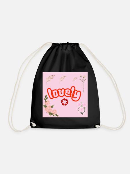 Lucky Neon Floral on Pink - Drawstring Bag - black