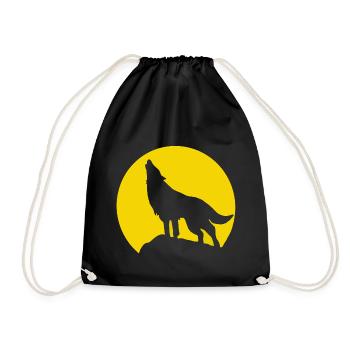 Mondsilhouette Wolfheulen - Turnbeutel - Schwarz - Vorne