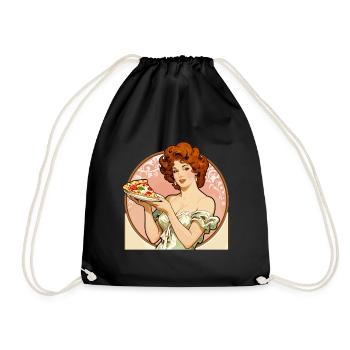 Pizza-Girl vintage Pin-Up dans le style Art nouveau - Sac de sport léger - noir - Devant