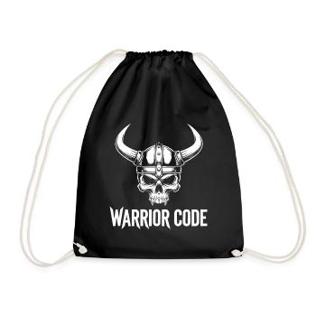Warrior Code Skull Viking Norse Horned Helmet - Drawstring Bag - black - Front