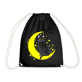 Cat Moon Stars Outline - Drawstring Bag - black - Front