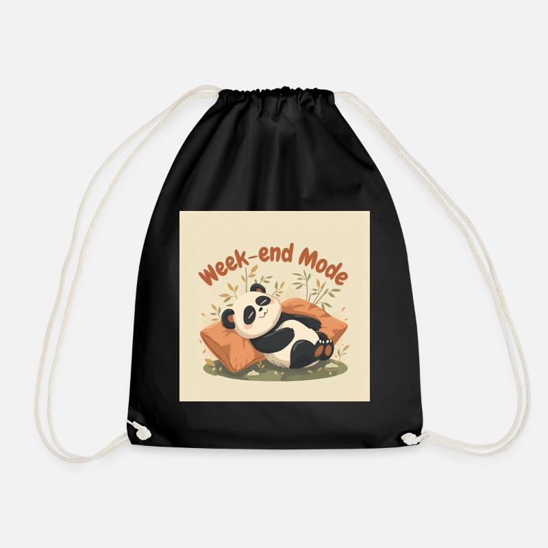 Panda Weekend Entspannter Modus - Turnbeutel - Schwarz