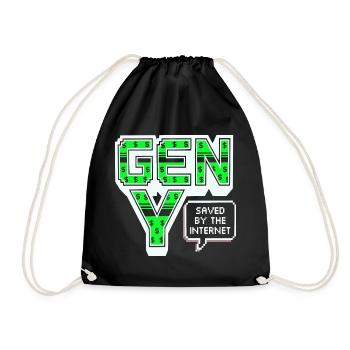 Generation Y, gen Y , Millennials Shirt, Hoodie - Turnbeutel - Schwarz - Vorne