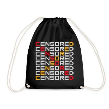 Censored Zensiert Lustig Statement Freiheit Logo - Turnbeutel - Schwarz - Vorne