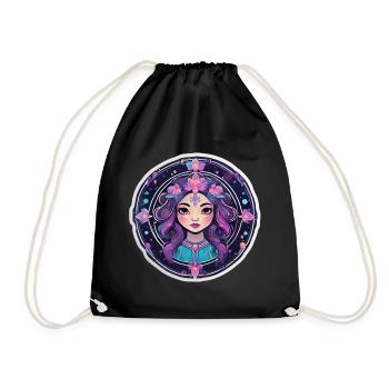 Femme astrale florale - Sac de sport léger - noir - Devant