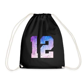 numéro 12 – Cadeau anniversaire 12 ans - Sac de sport léger - noir - Devant