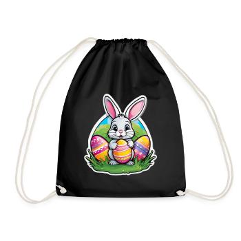 Easter hare and colorful eggs - Drawstring Bag - black - Front