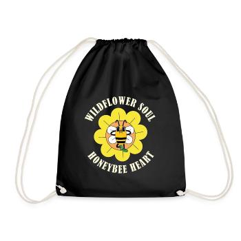 Wildflower Soul Honeybee Heart – Retro Natur - Turnbeutel - Schwarz - Vorne
