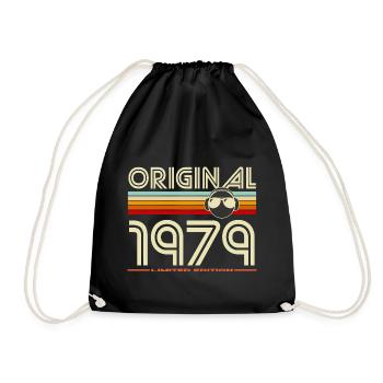 Original 1979 Retro Stripes Tee - Drawstring Bag - black - Front