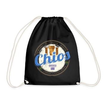 Chios Insel in Griechenland Retro Vintage Souvenir - Turnbeutel - Schwarz - Vorne