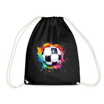 Fußball Ball Aquarell - Turnbeutel - Schwarz - Vorne