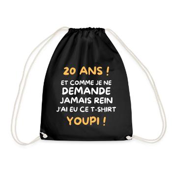Funny Draw Boy Teen 20 Years Funny Birthday 20 - Sac de sport léger - noir - Devant