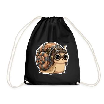 Snail Aviator Steampunk Shell Copper - Drawstring Bag - black - Front