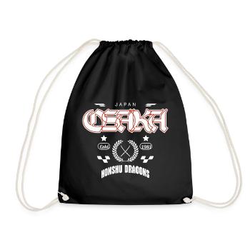 Japan Vintage Asanoha Streetwear Design - Drawstring Bag - black - Front