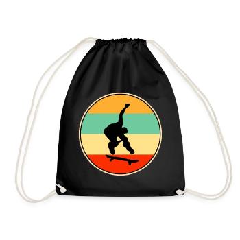 Retro Skateboarder Vintage Sunset Skate - Turnbeutel - Schwarz - Vorne