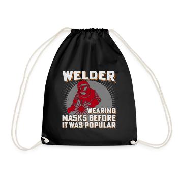 Welder Humor Masks Previously Popular - Drawstring Bag - black - Front