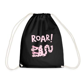 Roar Cute Animal Funny Cartoon Design - Turnbeutel - Schwarz - Vorne