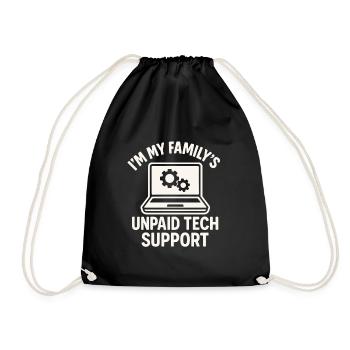 Unpaid Tech Support Family Joke - Drawstring Bag - black - Front