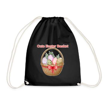Chemise panier de Pâques mignonne – T-shirt œufs de Pâques - Sac de sport léger - noir - Devant