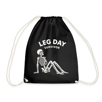 Leg Day Survivor – Fitness Humor Shirt - Drawstring Bag - black - Front