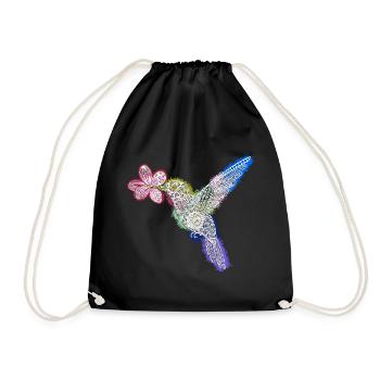 Colibri Zentangle avec fleur - Sac de sport léger - noir - Devant