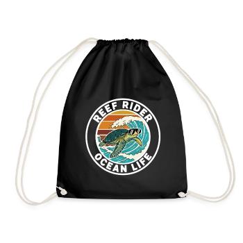 Surf Reef Rider Ocean Life Turtle - Drawstring Bag - black - Front