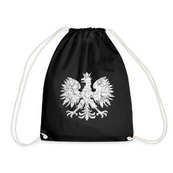 Polnischer Adler Vintage – Weißes Wappen Grunge - Turnbeutel - Schwarz - Vorne