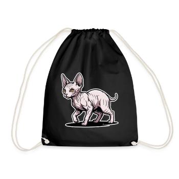 Sphynx Katze Haarloses Spazieren-Porträtdesign - Turnbeutel - Schwarz - Vorne