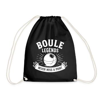 Boule Legends Never Miss A Point Petanque Sport - Turnbeutel - Schwarz - Vorne