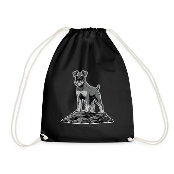 Chien Schnauzer sur Rocher Portrait Barbu Fier - Sac de sport léger - noir - Devant