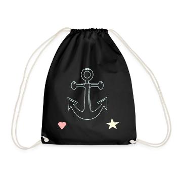 Motif Anchor Lines Étoile en forme de cœur - Sac de sport léger - noir - Devant