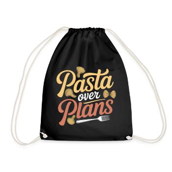 Pasta statt Pläne | Nudel Humor - Turnbeutel - Schwarz - Vorne