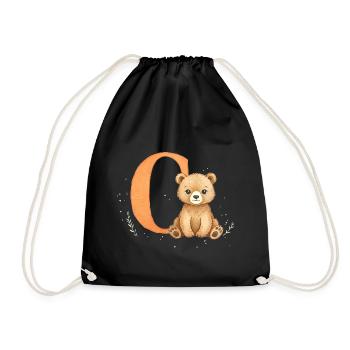 C Buchstabe mit Teddy Illustration - Turnbeutel - Schwarz - Vorne