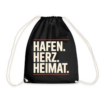  Hafen Herz Heimat Maritim Nordsee Ostsee Küste - Turnbeutel - Schwarz - Vorne