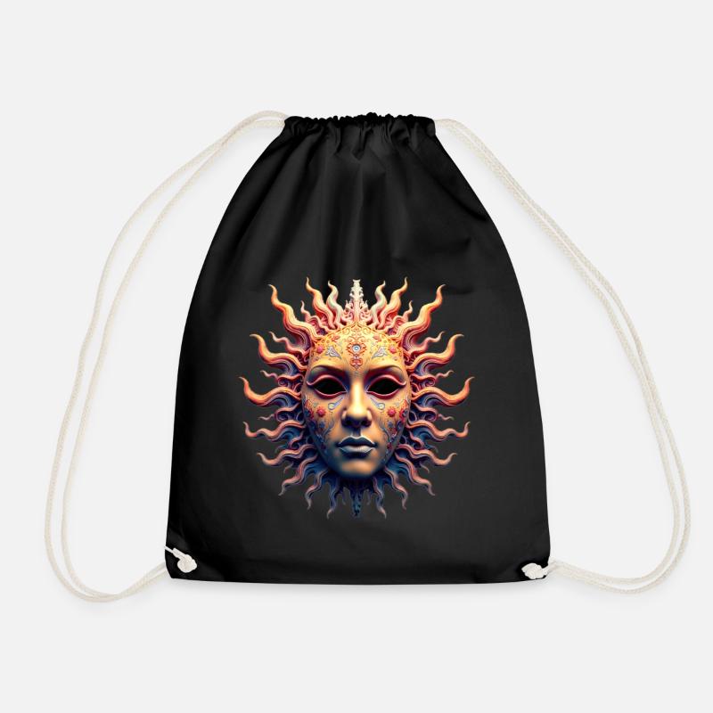 Sun Goddess Mask - Drawstring Bag - black