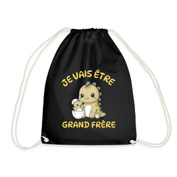 Enfant T-Shirt Dinosaure Grand Frère - Cadeau  - Sac de sport léger - noir - Devant