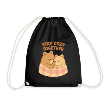 Süße Bären: Stay Cozy Together – Kuschelzeit - Turnbeutel - Schwarz - Vorne