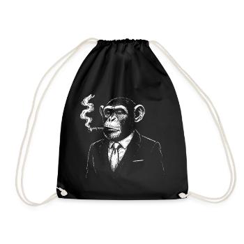 Chimpanzé en costume fumant un cigare - Sac de sport léger - noir - Devant