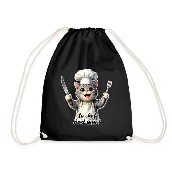 Chat chef de cuisine : je suis le chef - Sac de sport léger - noir - Devant