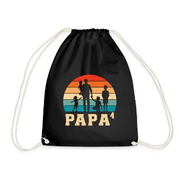 Papa hoch 4 Vater 4 Kinder vierfacher Papa   - Turnbeutel - Schwarz - Vorne