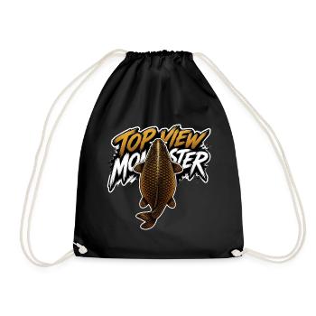 Vogelperspektive Monsterkarpfen – Kräftiges Angeldesign - Turnbeutel - Schwarz - Vorne