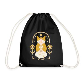 Chat zen dans le jardin de tournesols - Sac de sport léger - noir - Devant