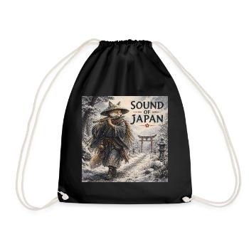 Japanisches Kitsune-Flötendesign - Turnbeutel - Schwarz - Vorne