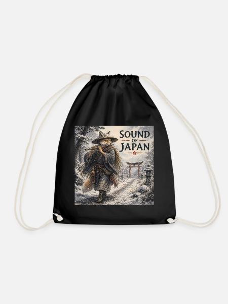 Japanisches Kitsune-Flötendesign - Turnbeutel - Schwarz