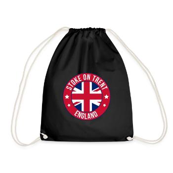 Stoke on Trent England Runde Flaggenabzeichen - Turnbeutel - Schwarz - Vorne
